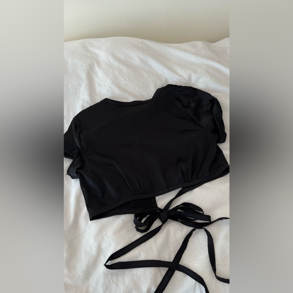 Black Satin Tie atop